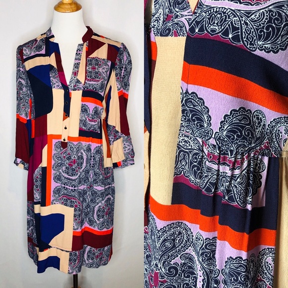 Anthropologie Dresses & Skirts - Anthropologie Maeve Patchwork Shirt Dress size4